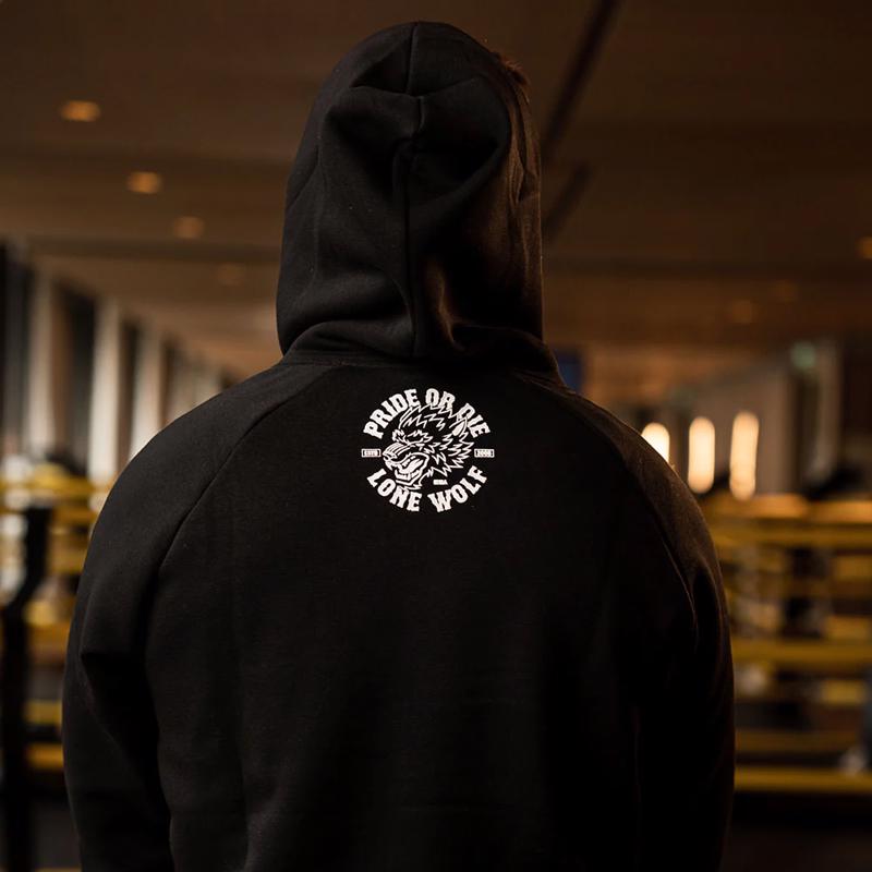 PRIDE OR DIE lone wolf hoodie -black
